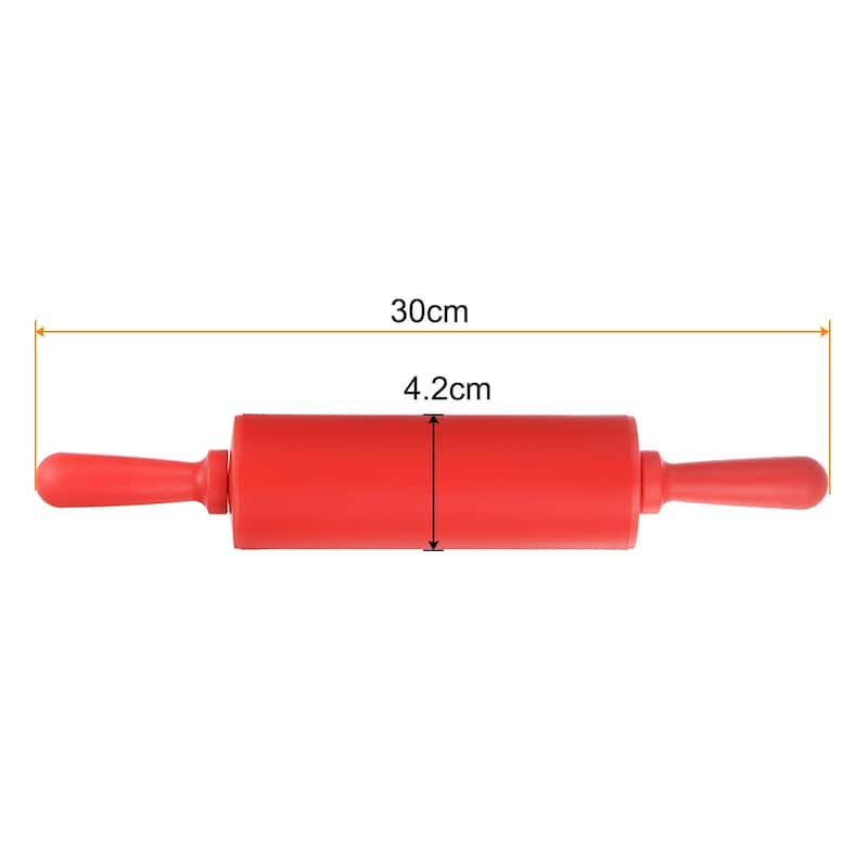 Silicone Rolling Pins for Baking 30cm x 4.2cm Roller Red - Red