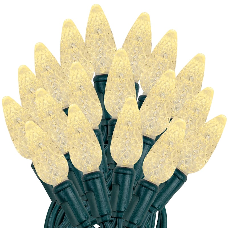 70 Light C6 LED Christmas Mini Light Set, Green Wire, 24 Feet