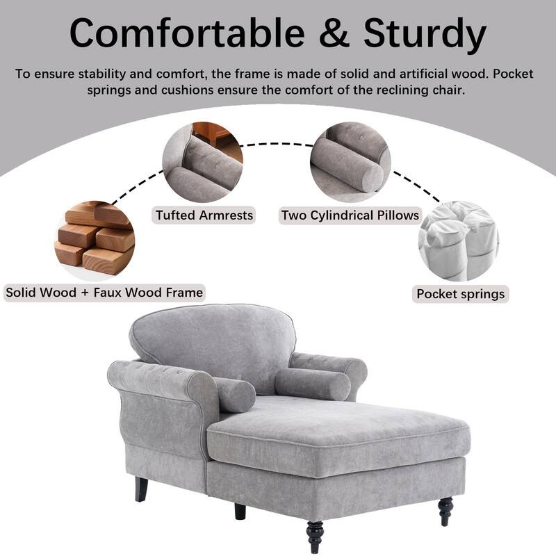 43.3" Chenille Upholstered Sofa Lounge Chair