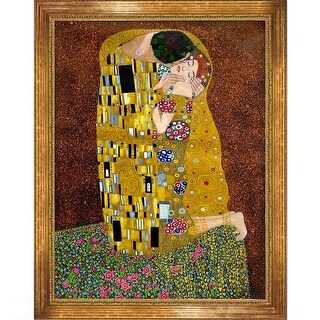 Gustav Klimt 'The Kiss (Full View)' Hand Painted Oil Reproduction - Bed ...