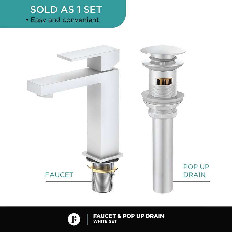 Fine Fixtures Modern Single Hole Bathroom Sink Faucet with Pop-up Drain and Strainer Basket