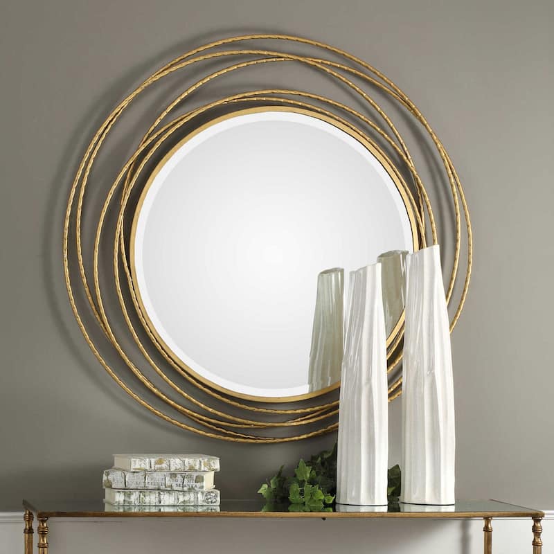 Uttermost Whirlwind 39" Round Wire Framed Modern Gold Large Wall