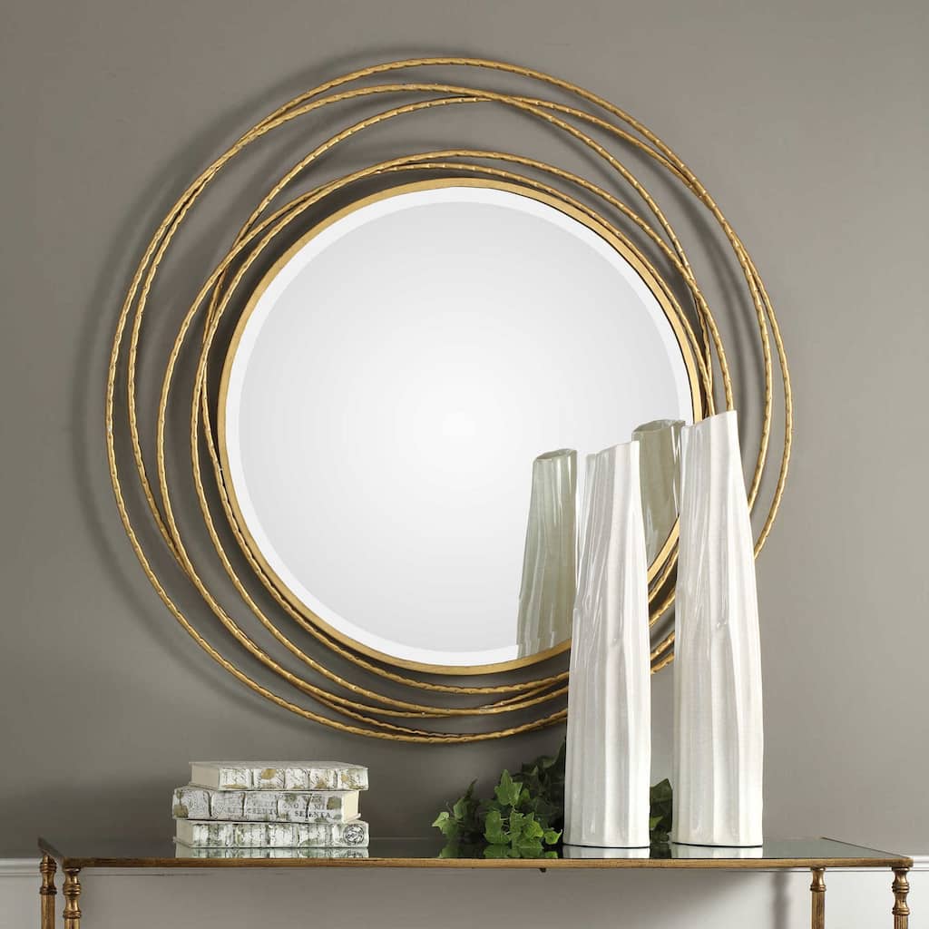 Uttermost Whirlwind 39" Round Wire Framed Modern Gold Large Wall