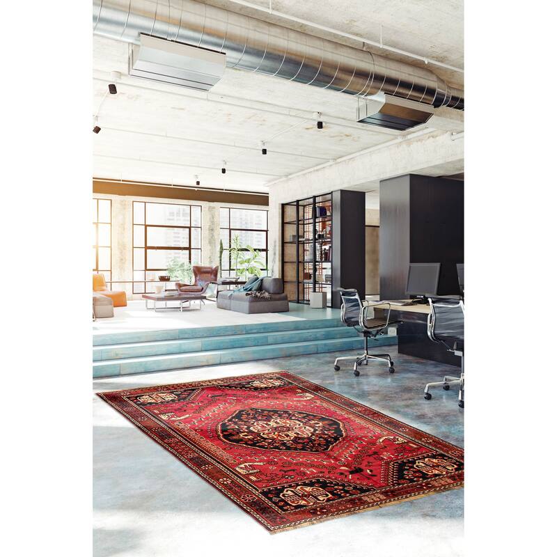 ECARPETGALLERY Hand-knotted Melis Vintage Red Wool Rug - 5'0 x 8'5