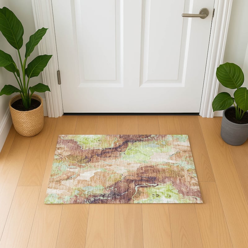 Premium Washable Super Soft Modern Contemporary Mayfield Rug - Mocha - 1'8" x 2'6"