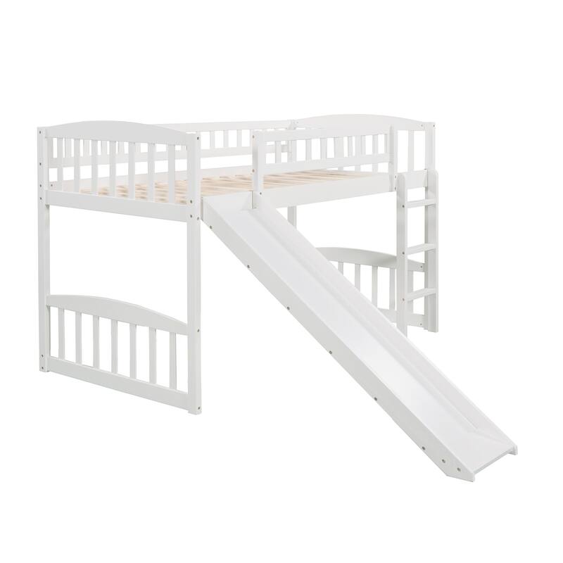 Twin Solid Wood Loft Bed with Slide and Ladder