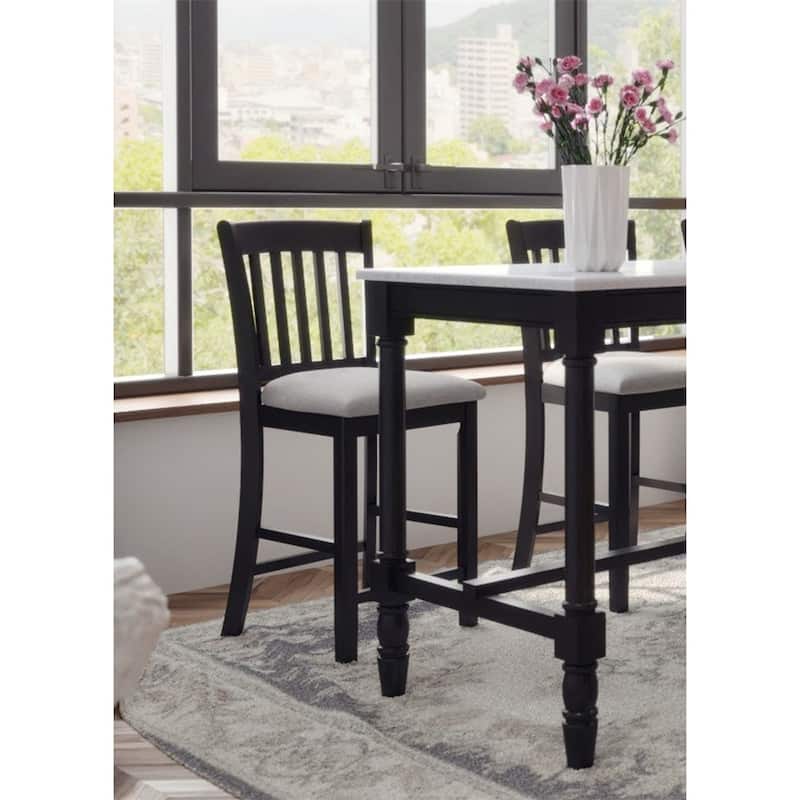 Counter Height Dining Chairs Rustic Backrest Neutral Color (Set of 2)
