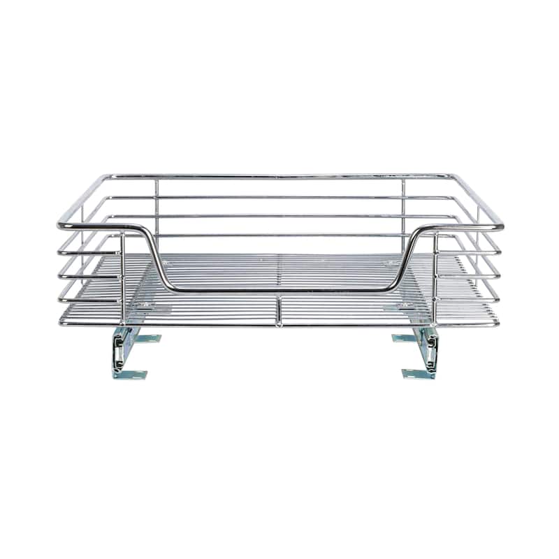 Household Essentials Multipurpose Chrome-Plated Steel Pull-Out/Slide-Out Storage Organizer - 21.0"L x 20.0"W x 7.3"H