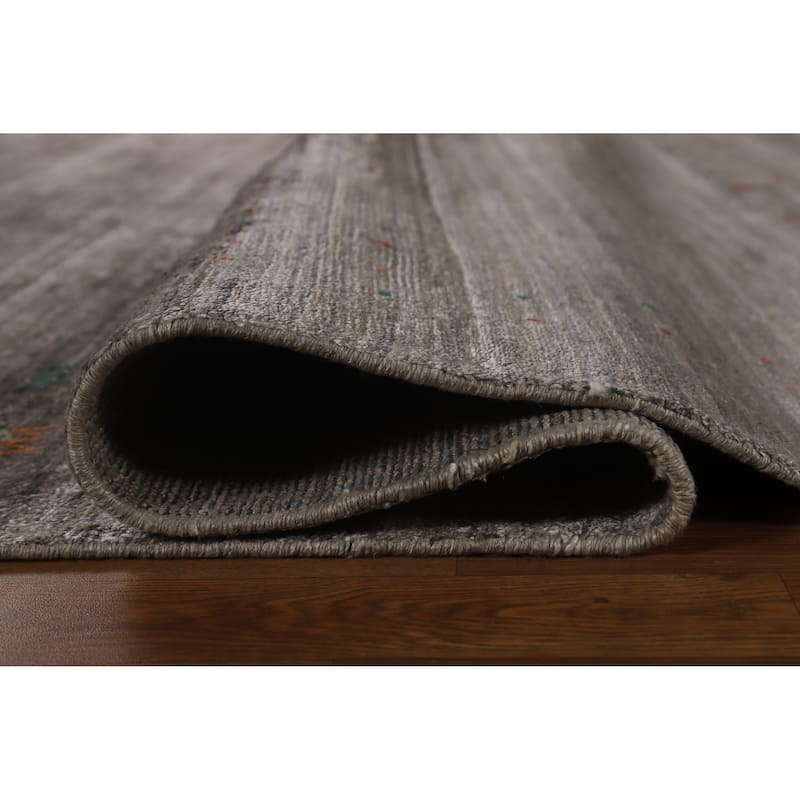 Hand Knotted Oriental 100% Wool Carpet Tribal Tribal Greys & Charcoal Gabbeh Area Rug - 11' 4'' X 8' 11''