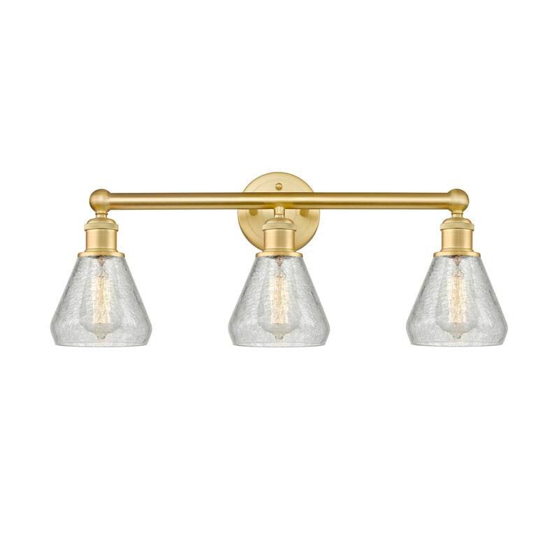 Innovations Lighting 616-3W-13-24 Conesus Vanity Conesus 3 Light 24" - Satin Gold / Clear Crackle