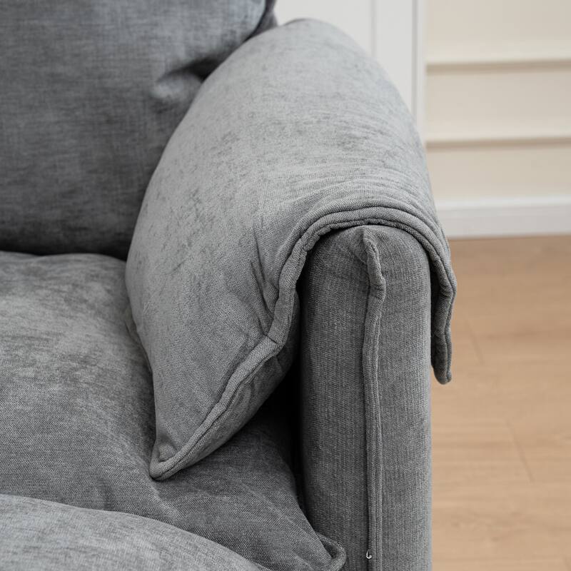 69.57" Metal Convertible U-Shaped Sofa with Storage Footstools, 3-Seater Combination Sofa