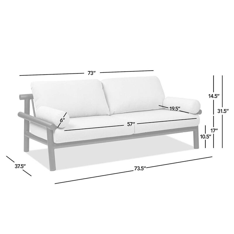 Zara 73.5" Aluminum Black Dowel Deep Seating Patio Loveseat with Cushions