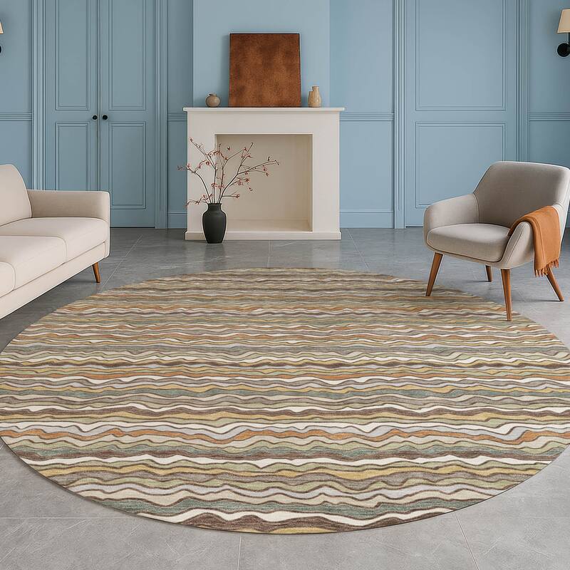 Machine Washable Indoor/ Outdoor Ziggy Stripe Chantille Rug
