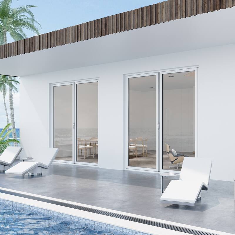 KaMic Elite-Fold 72" x 96" 2-Panel Aluminum Folding Door in White with Hidden Hinges & Rollers, Folded Out From Right To Left