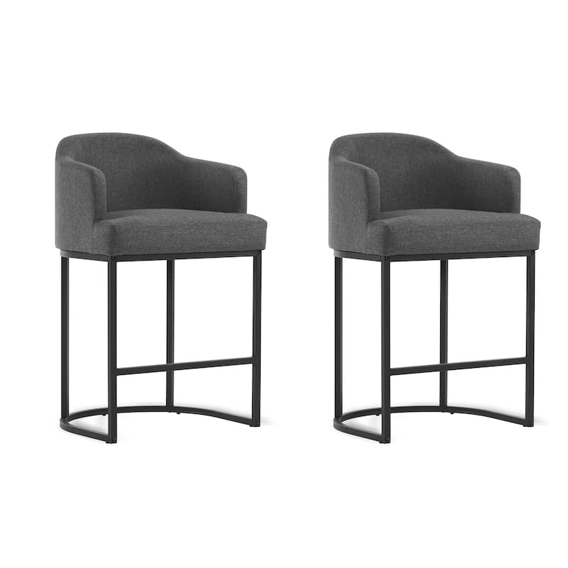 26.in Modern Set of 2 Barstool Fabric/Leather Upholstered Counter Height Stool with Metal Frame for Kitchen Island