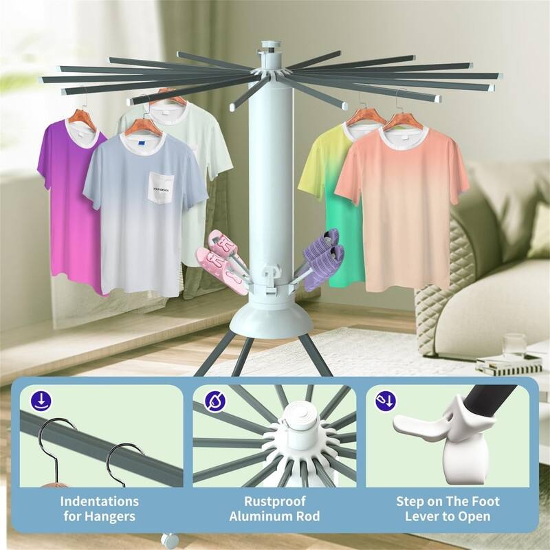 3 Tier Portable Drying Rack - Rotatable Design