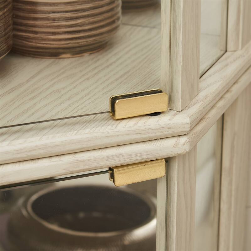 Lighted Corner Glass Curio Cabinet Display Case with Adjustable Shelves