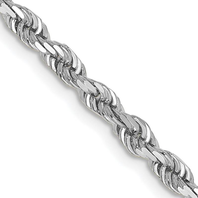 Curata 14k White Gold 7" or 8" 3.5mm Sparkle Cut Quadruple Rope Chain Bracelet
