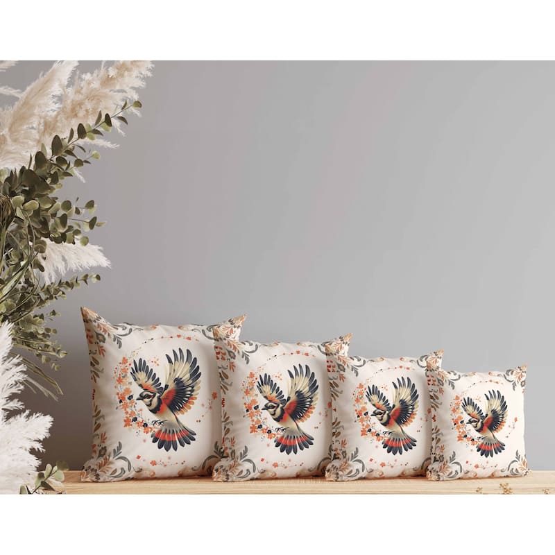 Blaze Bird Faux Suede Reversible Throw Pillow Red and Gray
