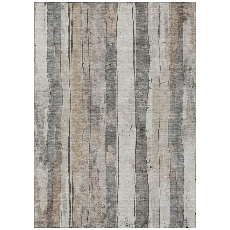 HomeRoots Striped Transitional Rectangle Outdoor Rug
