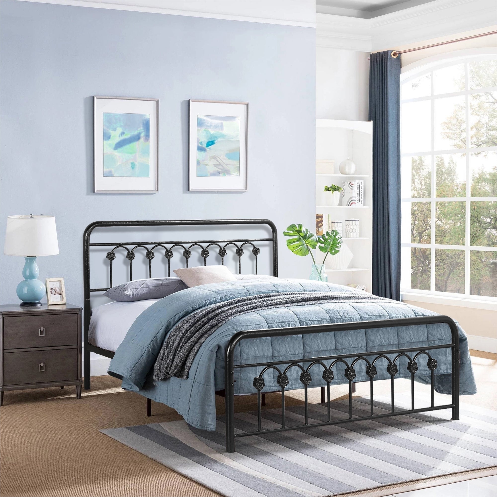VECELO Industrial Metal Platform Bed Frame with Headboard Twin/Full/Queen/ King Size Bed - On Sale - Bed Bath & Beyond - 32883428