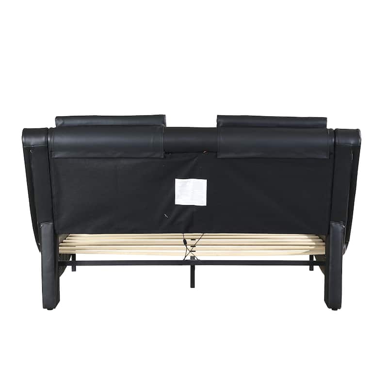 Black+White Curve Platform Bed, Bluetooth Speaker, Massage Bed Bath