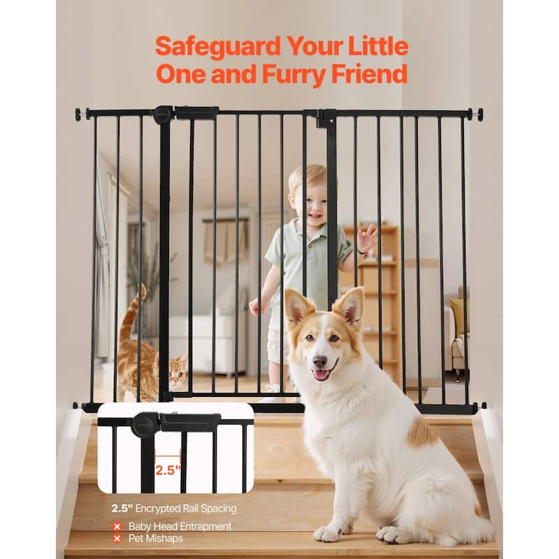 Adjustable 36-Inch Baby Gate with Auto-Close and One-Handed Operation for Stairs Hallways or Kitchens - 26-48”W x 36”H