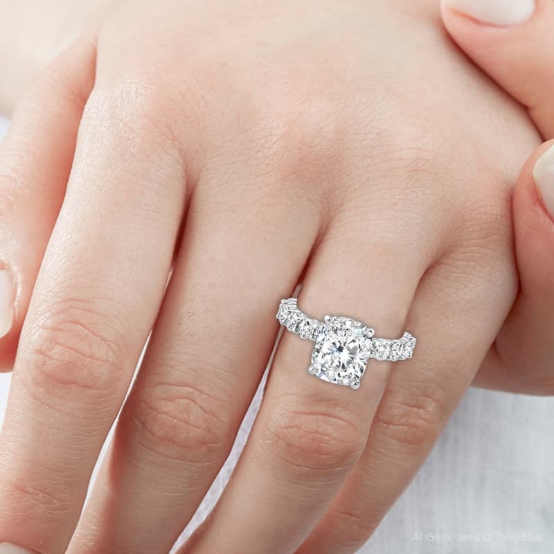 Certified 6.90Ct Cushion Diamond Engagement Eternity Ring Gold Lab Grown