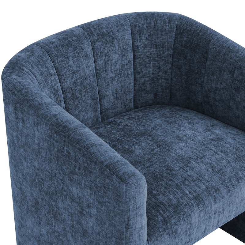 Upholstered Chenille Barrel Accent Chair With Storage Ottoman,Modern Barrel Arm Chair,Reading Chair With Ottoman For Living Room