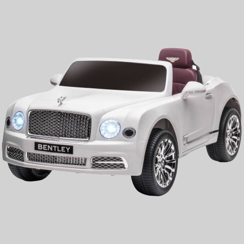 12V Bentley Mulsanne Electric Ride On Car with Remote Control, Suspension, MP3, Horn, LED Lights for Kids - White