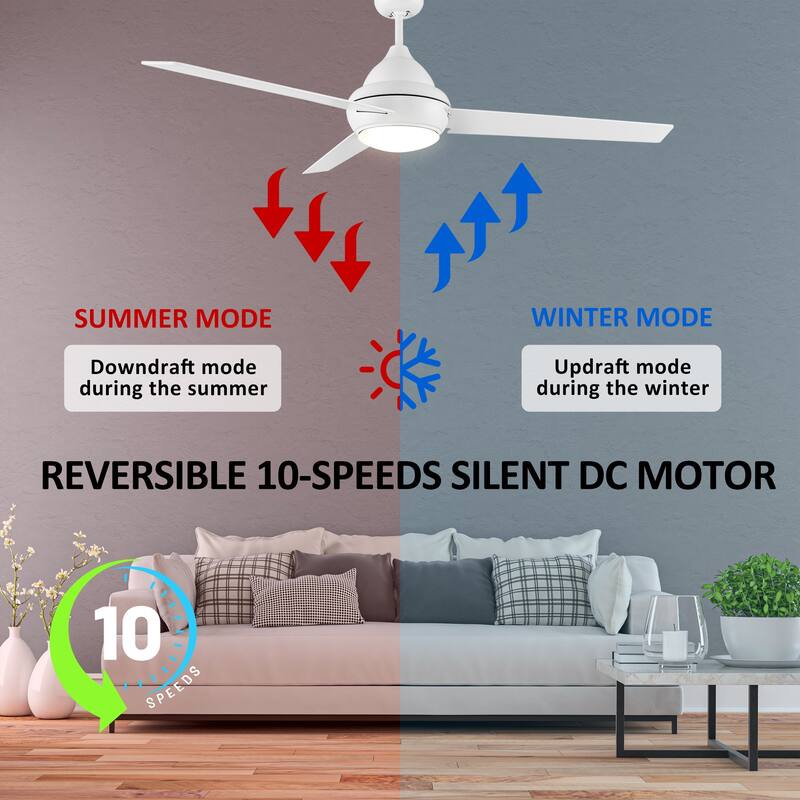 CARRO Aberdeen 52" Indoor Ceiling Fan with LED Light and Remote Control
