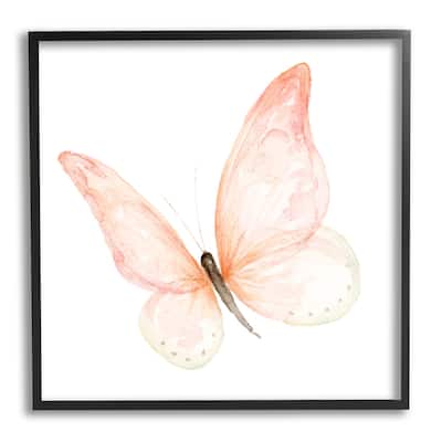 Stupell Pink Butterfly Watercolor Painting Kids' Nursery Insect Framed Wall Art