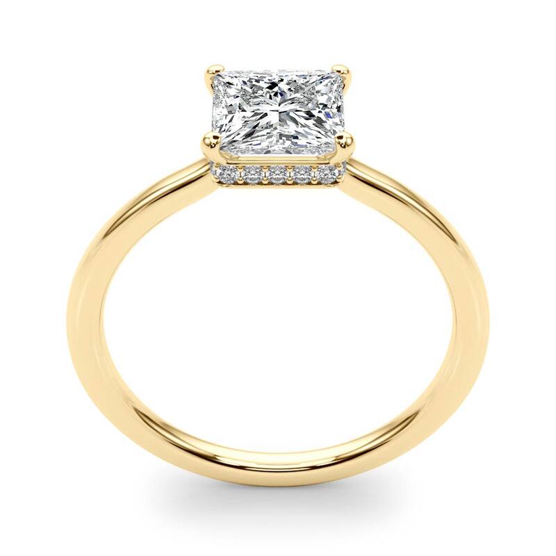 Auriya 14k Yellow Gold Lab Grown Princess Diamond Halo Engagement Ring 0.50 to 5.00 ct. tw. (F-G VS)