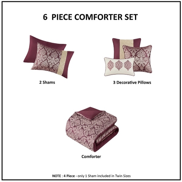 Madison Park Lily 6 Piece Jacquard Comforter Set with Throw