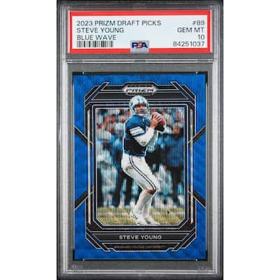 Steve Young 2023 Panini DP Blue Wave Prizm Football Card #89 Graded PSA 10 - 8'6" x 11'6"