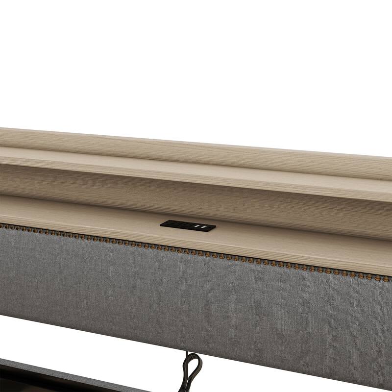 Twin Size Daybed with Storage Drawers, Upholstered Daybed with Charging Station and LED Lights