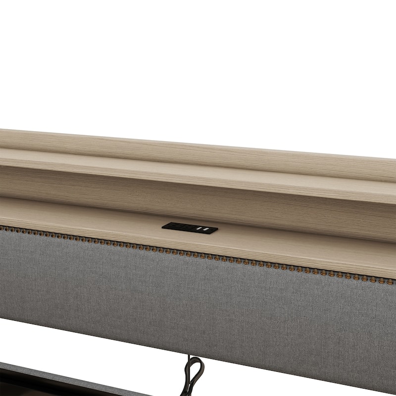 Upholstered Daybed with Storage Drawers and Charging Station