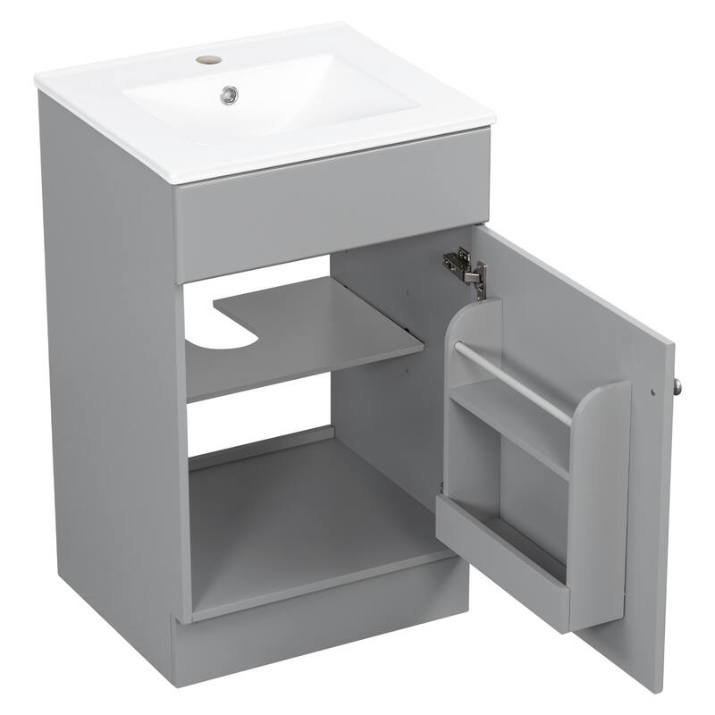 20" Bathroom Vanity with Sink, Vanity Cabinet with Door Shelf and Adjustable Shelf