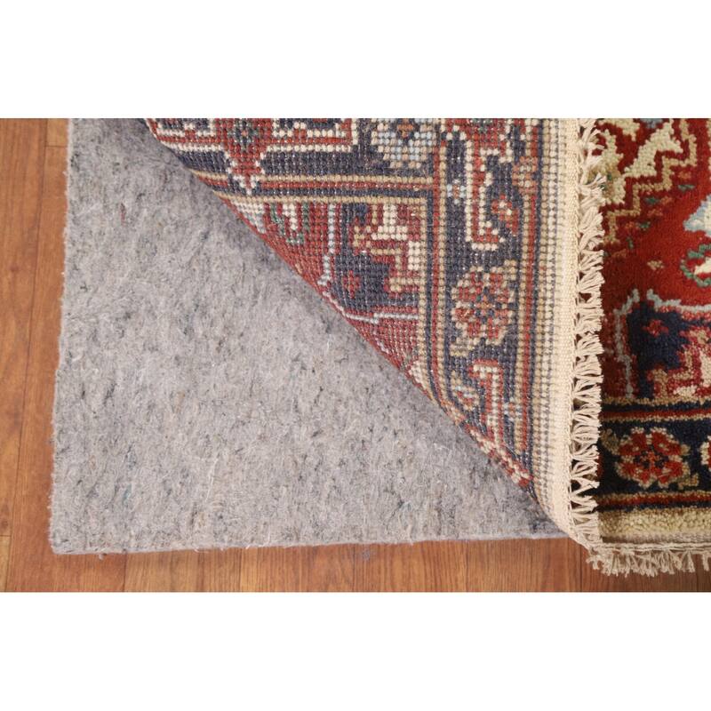 Hand Knotted Oriental 100% Wool Carpet Traditional Medallion Beige & Ivories Heriz (serapi) Area Rug - 3' 0'' X 2' 0''