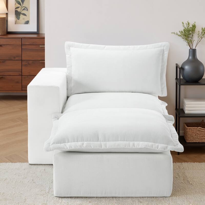 Chenille L-Shaped Modular Sectional Sofa Comfy Cloud Couch For Living Room - Beige-2 Piece - Left Facing