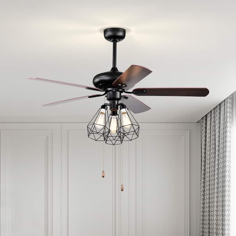Black Farmhouse Ceiling Fan with Lights 52-inch Chandelier Ceiling Fan ...