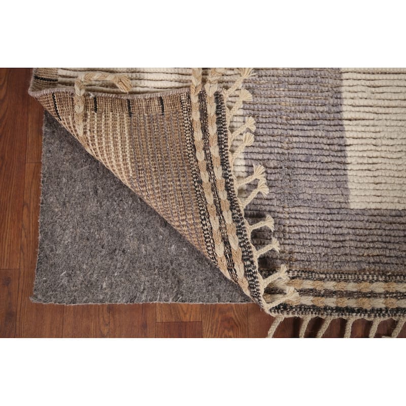 Earth Tone Moroccan Modern Area Rug Hand-Knotted Wool Carpet - 6'0"x 9'9"