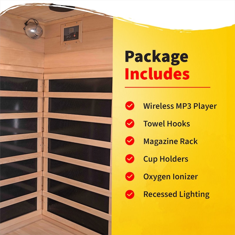 HeatWave Sonoma 2-Person Hemlock Infrared Sauna with 6 Carbon Heaters - 47" W x 45" D x 75" H