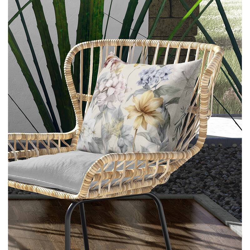 Wildflower Whimsy Indoor/Outdoor Reversible Throw Pillow Pink and Silver