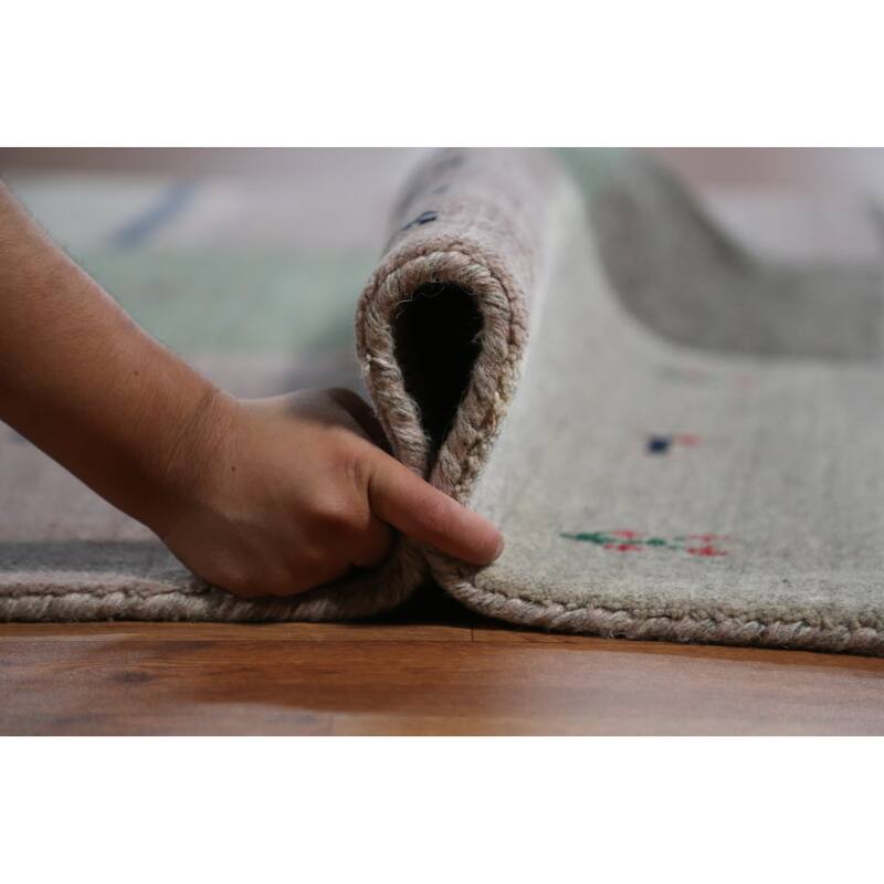 Grey Tribal Gabbeh Indian Area Rug Hand-Knotted Wool Carpet - 5'3" x 7'6"