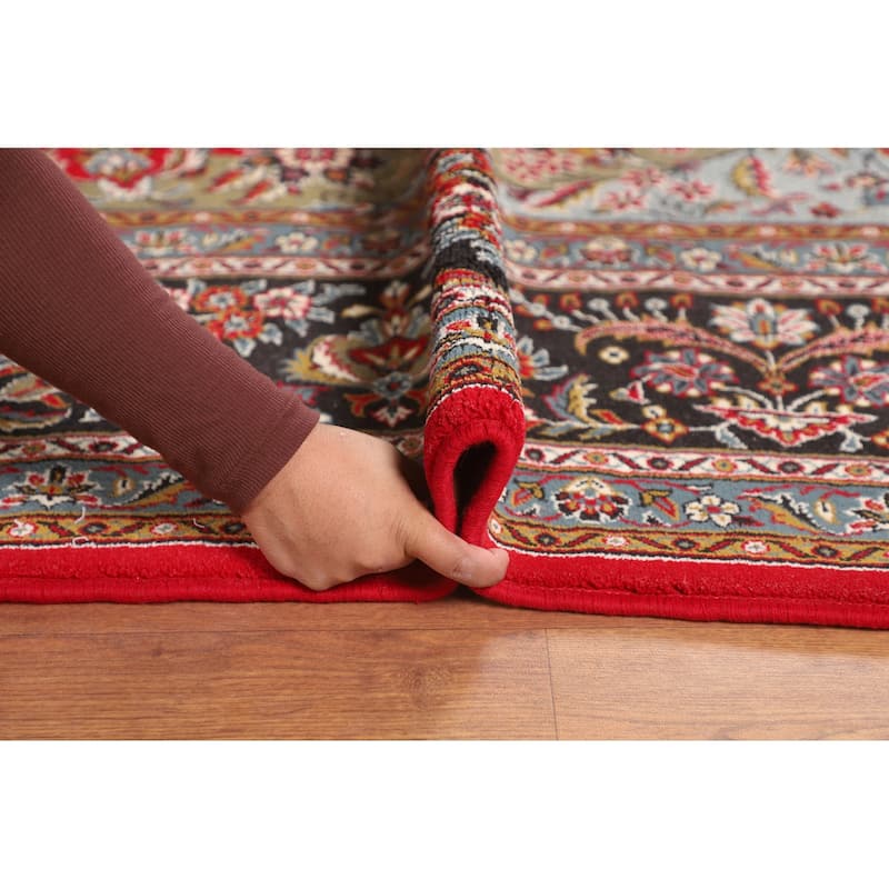Medallion / Floral Red Kashan Turkish Area Rug Machine Made Carpet - 9'9" x 12'11"