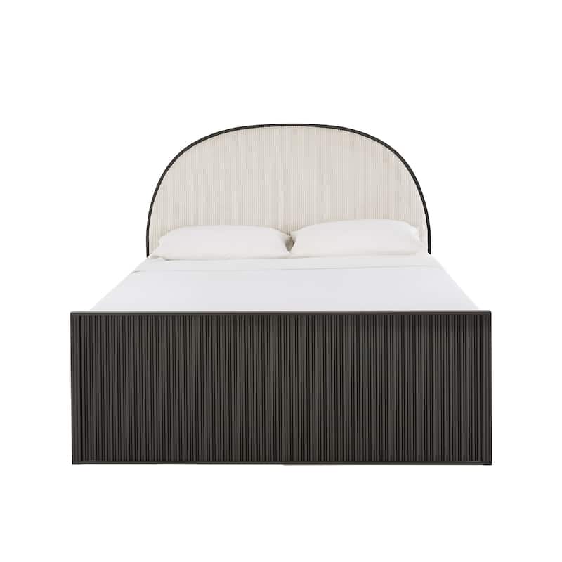 Choteau Black Finish Metal Gray Fabric Queen Bed by iNSPIRE Q Modern