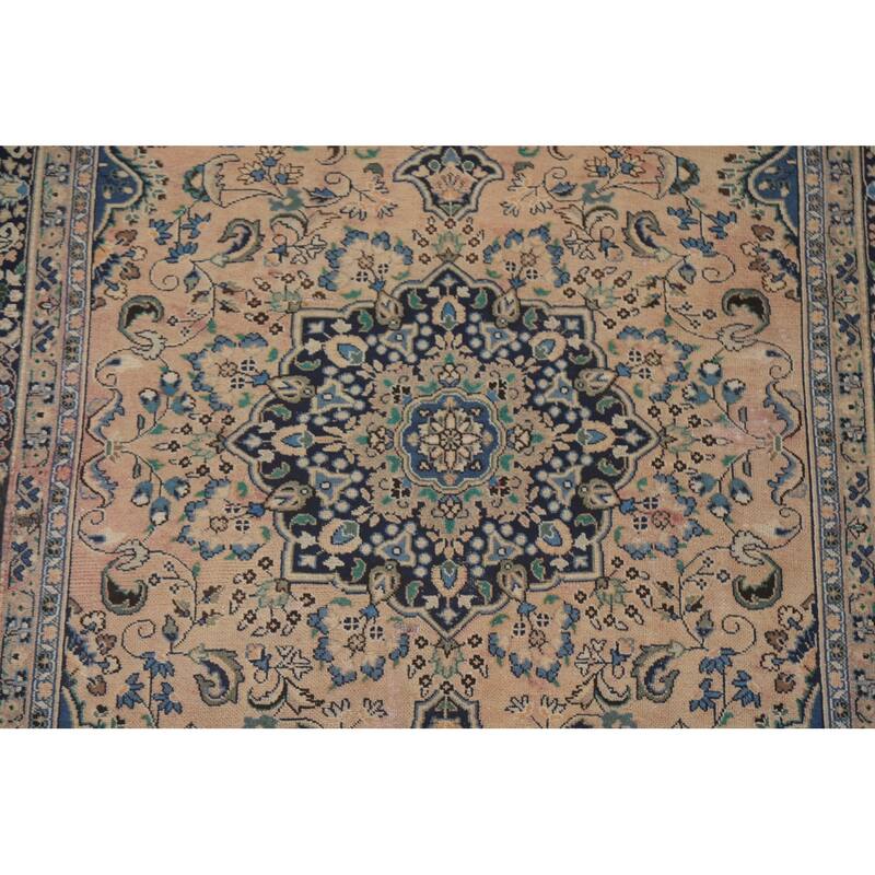 Hand Knotted Oriental 100% Wool Carpet Traditional Floral Peach Hamedan Area Rug - 9' 9'' X 5' 11''