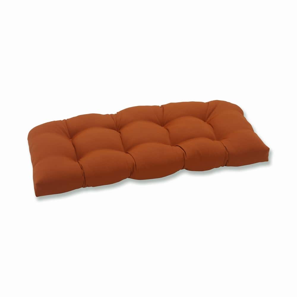 Pillow Perfect Outdoor Cinnabar Wicker Loveseat Cushion in Burnt Orange