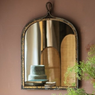 RusticReach Antique Style Dark Iron Mirror - Gold